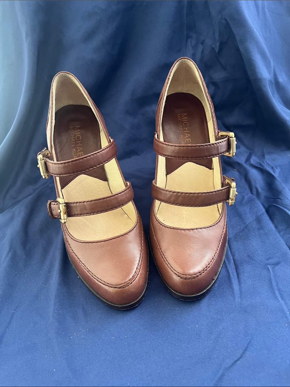 Michael Kors Chestnut Leather Double-Strap Mary Jane pumps - Picture 4 of 4